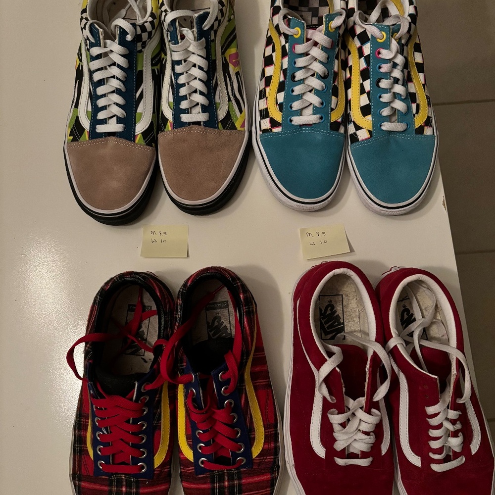 Lot 4 pairs of Vans Men's 8.5 Women's 10 Like New Condition